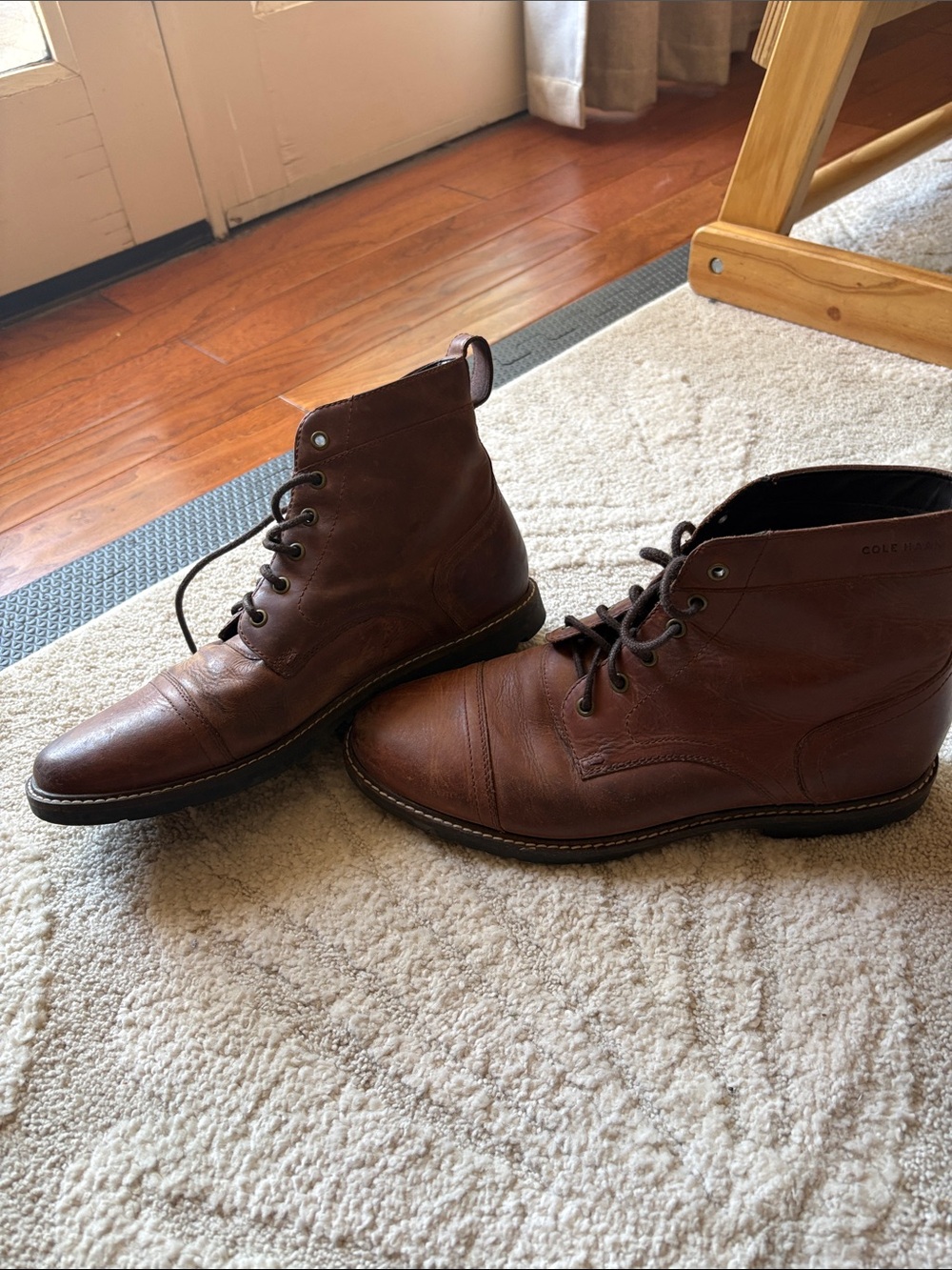 Cole Haan Men's Brown Leather Lace-Up Ankle Boots